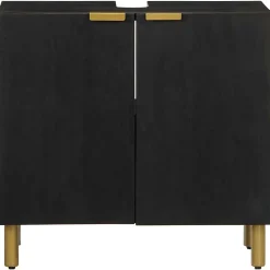Vidaxl Armoire lavabo de salle de bain noir bois d'ingénierie