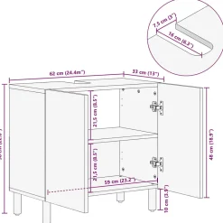 Vidaxl Armoire lavabo de salle de bain noir bois d'ingénierie