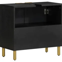 Vidaxl Armoire lavabo de salle de bain noir bois d'ingénierie