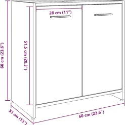 Vidaxl Armoire lavabo de salle de bain gris béton 60x33x60 cm* Meuble Wc