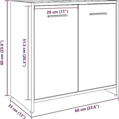Vidaxl Armoire lavabo de salle de bain gris béton 60x33x60 cm* Meuble Wc
