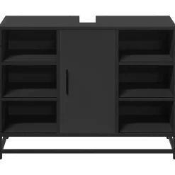 Vidaxl Armoire lavabo de salle de bain noir 80x33x60cm bois ingénierie