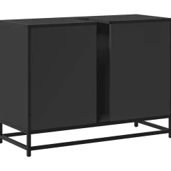 Vidaxl Armoire lavabo de salle de bain noir 80x33x60cm bois ingénierie