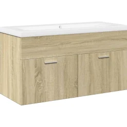 Vidaxl Armoire lavabo de salle de bain et bassin intégré chêne sonoma