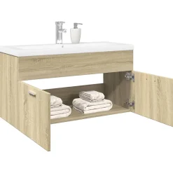 Vidaxl Armoire lavabo de salle de bain et bassin intégré chêne sonoma