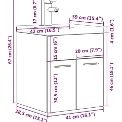Vidaxl Armoire lavabo de salle de bain avec bassin intégré et robinet* Meuble Wc