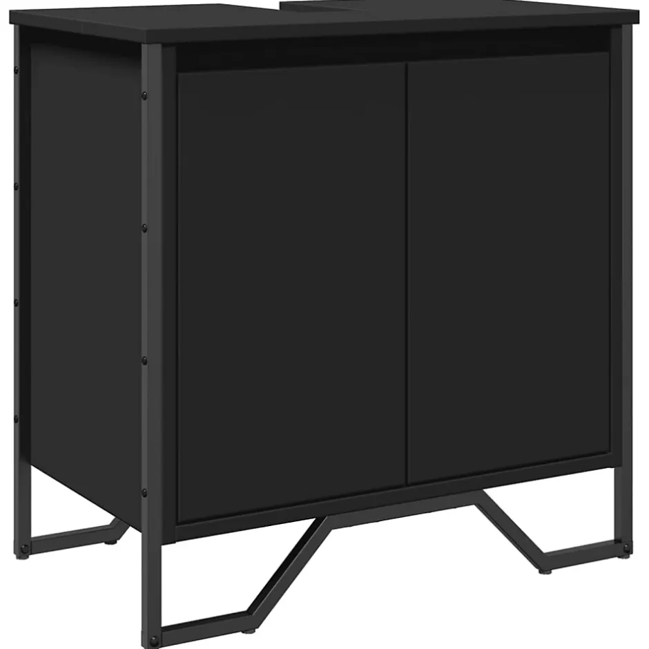 Vidaxl Armoire lavabo de salle de bain noir 60x35x60 cm