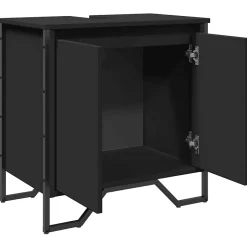 Vidaxl Armoire lavabo de salle de bain noir 60x35x60 cm