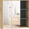 Homcom Armoire miroir de salle de bain - 2 portes, étagère, 3 niches - dim. 60 x 20 x 60 cm - effet bois clair naturel