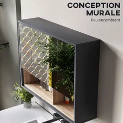 Homcom Armoire miroir de salle de bain - 3 portes, 3 étagères, 2 niches - dim. 80 x 20 x 60 cm - gris effet bois clair naturel