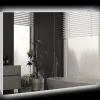 kleankin Armoire miroir LED de salle de bain - 2 portes, 2 étagères - tactile, lumière réglable - MDF blanc laqué verre* Armoire De Salle De Bains