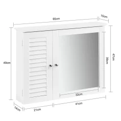 Sobuy Armoire Miroir Meuble Haut de Salle de Bain Armoire Suspendue, BZR55-W,