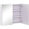 Homcom Armoire miroir murale de salle de bain 3 étagères réglables dim. 70L x 60H cm blanc* Armoire De Toilette