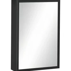 kleankin Armoire miroir murale salle de bain toilette dim. 40L x 12l x 60H cm acier inox. noir verre* Armoire De Toilette