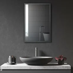 kleankin Armoire miroir murale salle de bain toilette dim. 40L x 12l x 60H cm acier inox. noir verre* Armoire De Toilette