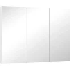Homcom Armoire miroir murale salle de bain design 3 portes 4 étagères 91 x 11 x 65 cm blanc