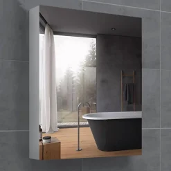 Top Bath Armoire miroir salle de bain 38 cm, 1 porte, Blanc mat, Mélaminé* Armoire De Salle De Bains