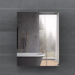 Top Bath Armoire miroir salle de bain 38 cm, 1 porte, Blanc mat, Mélaminé* Armoire De Salle De Bains