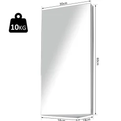 Homcom Armoire miroir salle de bain armoire de toilette murale meuble d'angle 2 étagères dim. 30L x 18,4l x 60H cm acier inox.* Armoire De Toilette
