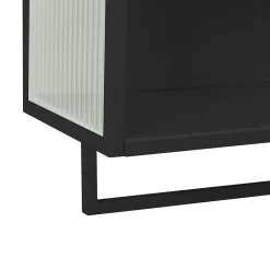 Okwish Armoire Murale 2 Portes avec Porte-Serviettes et Étagère Ouverte, Meuble en Verre et Métal pour Salle de Bain - 60x23x78 cm - Noir* Armoire De Salle De Bains