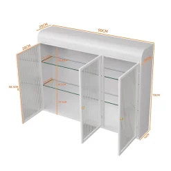 Okwish Armoire Murale 3 Portes en Verre et Métal - Meuble de Rangement Suspendu pour Cuisine et Salon, 90x16x70 cm, Blanc* Armoire De Salle De Bains