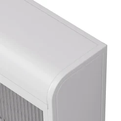 Okwish Armoire Murale 3 Portes en Verre et Métal - Meuble de Rangement Suspendu pour Cuisine et Salon, 90x16x70 cm, Blanc* Armoire De Salle De Bains