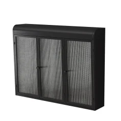 Okwish Armoire Murale 3 Portes Salle de Bain design Moderne avec Cadre Métal Noir et Verre, Meuble de Rangement, Noir