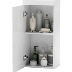 ProximaX Armoire murale blanche avec porte, meuble salle de bain et cuisine à 2 étagères, armoire à pharmacie 37,2x24,5x76,8 cm