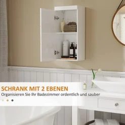 ProximaX Armoire murale blanche avec porte, meuble salle de bain et cuisine à 2 étagères, armoire à pharmacie 37,2x24,5x76,8 cm