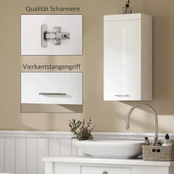 ProximaX Armoire murale blanche avec porte, meuble salle de bain et cuisine à 2 étagères, armoire à pharmacie 37,2x24,5x76,8 cm