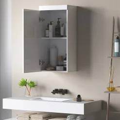 ProximaX Armoire murale blanche avec porte, meuble salle de bain et cuisine à 2 étagères, armoire à pharmacie 37,2x24,5x76,8 cm