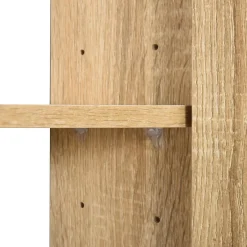 Homcom Armoire murale de rangement salle de bain avec porte miroir couleur bois de chêne dim. 60L x 15l x H76 cm