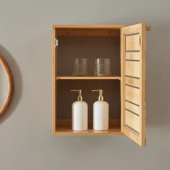 [En.Casa] Armoire murale de salle de bain Epind bambou 50 x 33 x 20 cm naturel