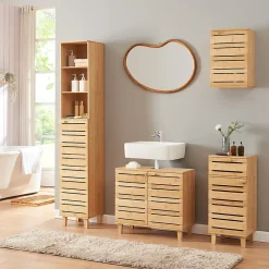 [En.Casa] Armoire murale de salle de bain Epind bambou 50 x 33 x 20 cm naturel