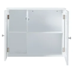 [En.Casa] Armoire murale de salle de bain Karlsoey avec miroir MDF PVC effet rotin 50 x 60 x 15 cm blanc en.casa