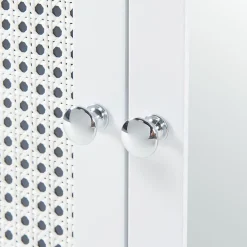 [En.Casa] Armoire murale de salle de bain Karlsoey avec miroir MDF PVC effet rotin 50 x 60 x 15 cm blanc en.casa