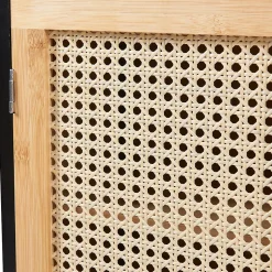 [En.Casa] Armoire murale de salle de bain Tervola 60 x 60 x 20 cm noir naturel effet rotin en.casa