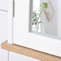 Homcom Armoire murale de salle de bain avec étagère réglable et 2 portes avec miroir en MDF - dim. 56I x 14P x 46H cm* Armoire De Toilette