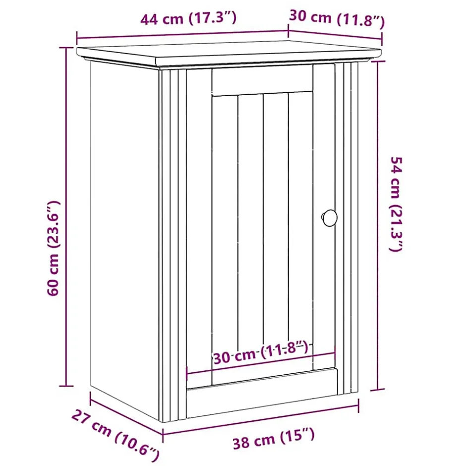 Vidaxl Armoire murale de salle de bain BODO gris 44x30x60 cm* Meuble Wc