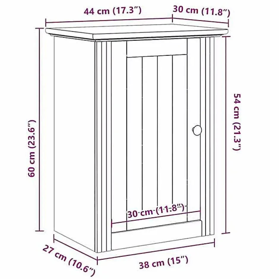 Vidaxl Armoire murale de salle de bain BODO gris 44x30x60 cm* Meuble Wc