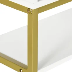 kleankin Armoire murale de salle de bain - porte, 2 étagères, 2 niches - acier doré MDF blanc* Armoire De Salle De Bains