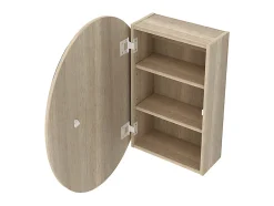 Vente-unique Armoire murale de salle de bain ovale avec miroir - Couleur chêne - RURI