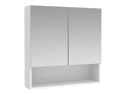 Vente-unique Armoire murale de salle de bain avec miroir et niche - Blanc - ZUMPA