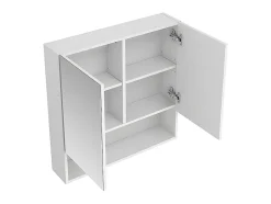 Vente-unique Armoire murale de salle de bain avec miroir et niche - Blanc - ZUMPA