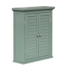 Teamson Home Armoire murale de salle de bain en effet bois vert avec 2 portes