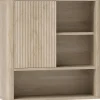 Homcom Armoire murale de salle de bain style bohème chic - porte coulissante, étagère, niche - effet bois clair* Armoire De Salle De Bains