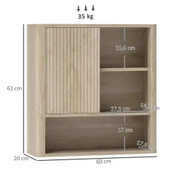 Homcom Armoire murale de salle de bain style bohème chic - porte coulissante, étagère, niche - effet bois clair* Armoire De Salle De Bains