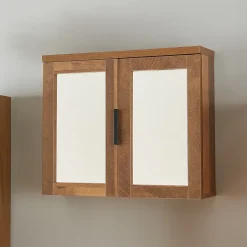 [En.Casa] Armoire murale de salle de bain Namsskogan avec miroir 50 x 60 x 15 cm effet noyer noir en.casa* Meuble De Salle De Bains Faible Profondeur|Armoire De Salle De Bains