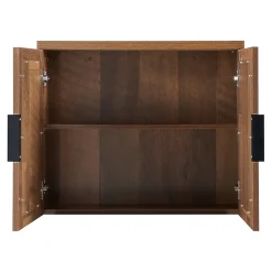 [En.Casa] Armoire murale de salle de bain Namsskogan avec miroir 50 x 60 x 15 cm effet noyer noir en.casa* Meuble De Salle De Bains Faible Profondeur|Armoire De Salle De Bains