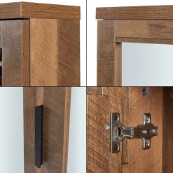 [En.Casa] Armoire murale de salle de bain Namsskogan avec miroir 50 x 60 x 15 cm effet noyer noir en.casa* Meuble De Salle De Bains Faible Profondeur|Armoire De Salle De Bains